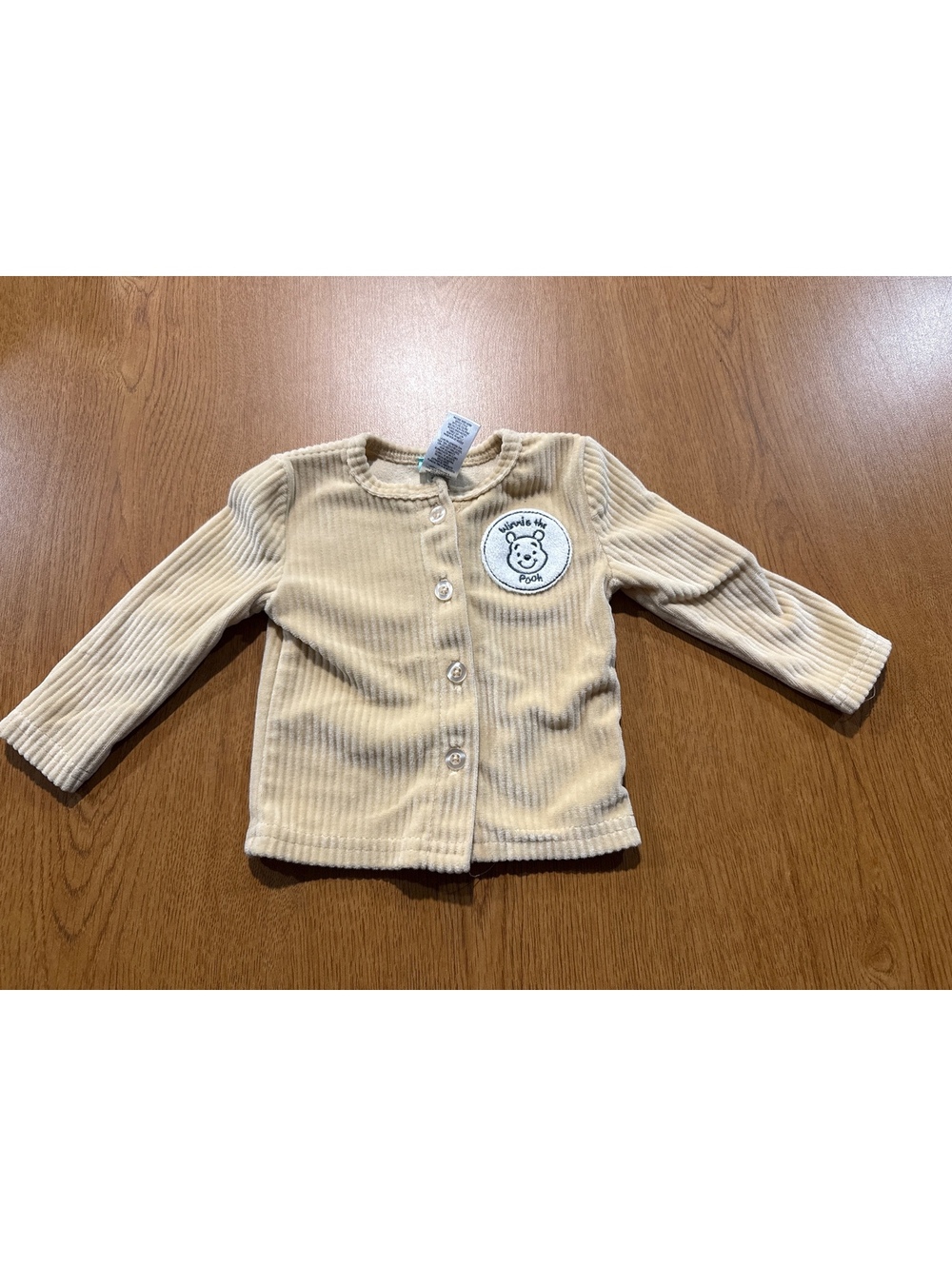 Winnie the Pooh Baby Cardigan 0-3 Months Cozy Beige Velvet Button-Up